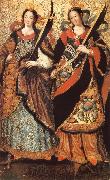 unknow artist The Saints Marys Barbe and Catherine painting